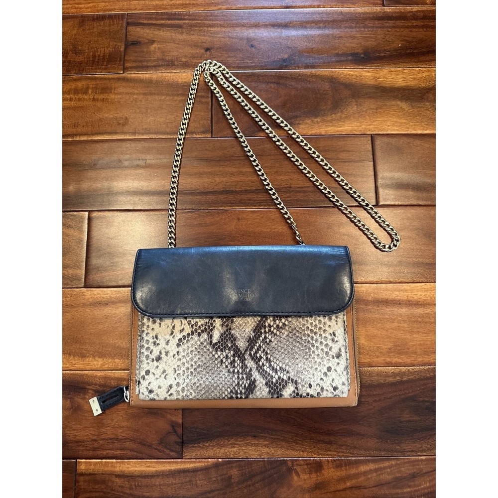 Vince Camuto Women’s Purse Shoulder Hand Bag Chain Strap Leather Faux Alligator - Picture 1 of 16
